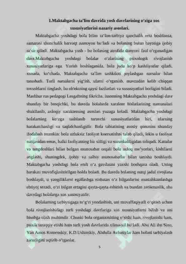 Maktabgacha ta’lim davrida yosh davrlarining o‘ziga xos xususiyatlari. 5
