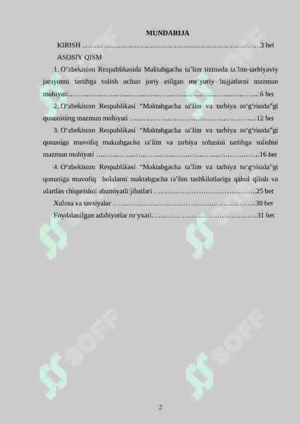 Maktabgacha ta’lim va tarbiya to‘g‘risida”gi qonun. 2