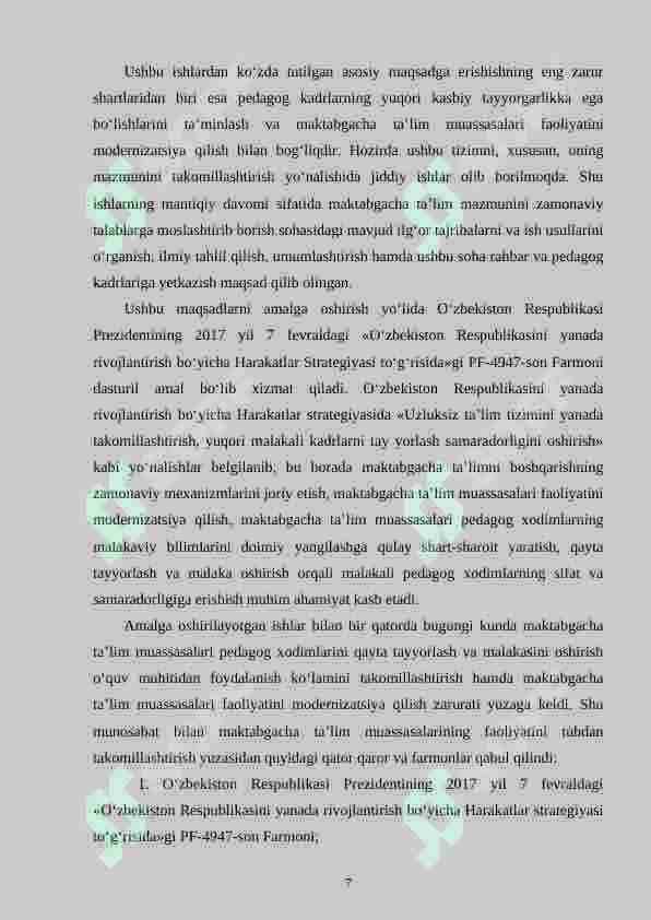 Maktabgacha ta’lim va tarbiya to‘g‘risida”gi qonun. 7