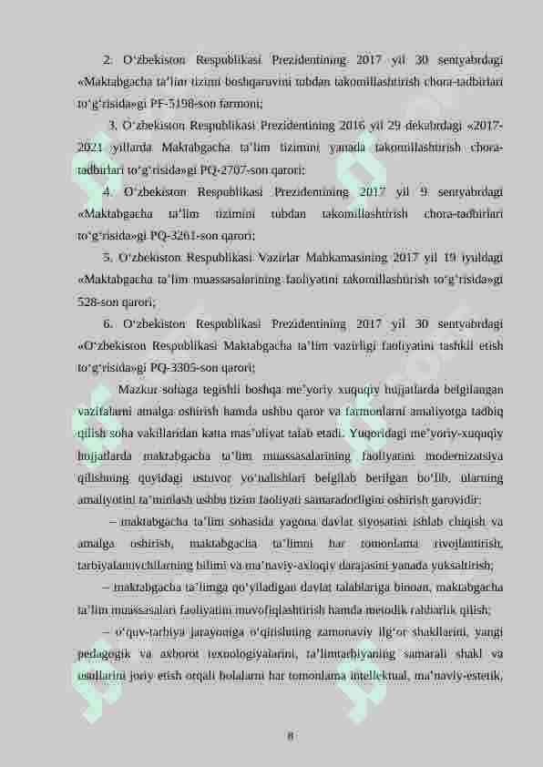Maktabgacha ta’lim va tarbiya to‘g‘risida”gi qonun. 8