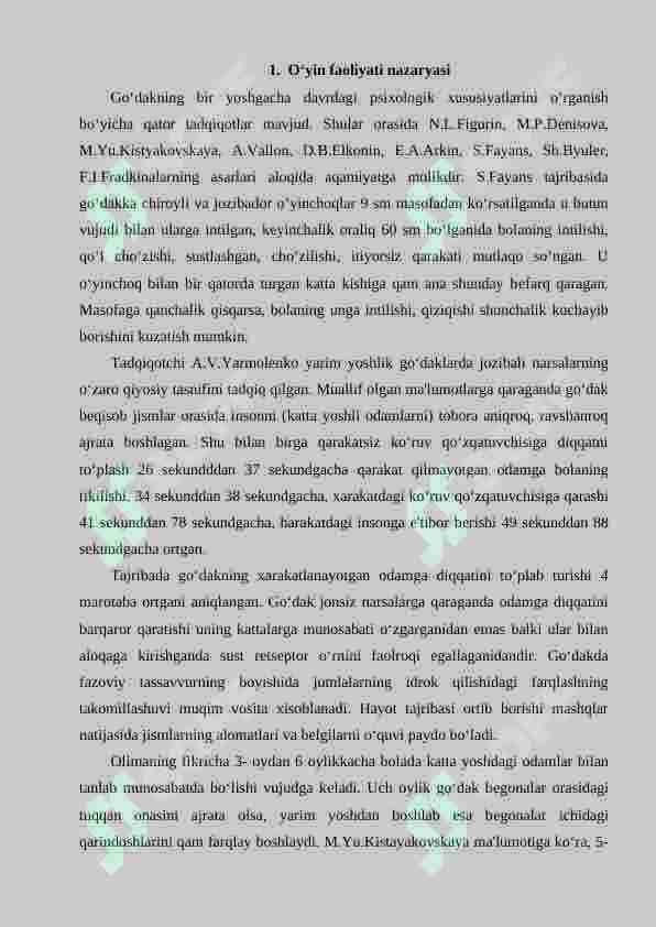 Uch yoshli bolalarda harakatli va so‘z o‘yinlarini tashkil etish. 5