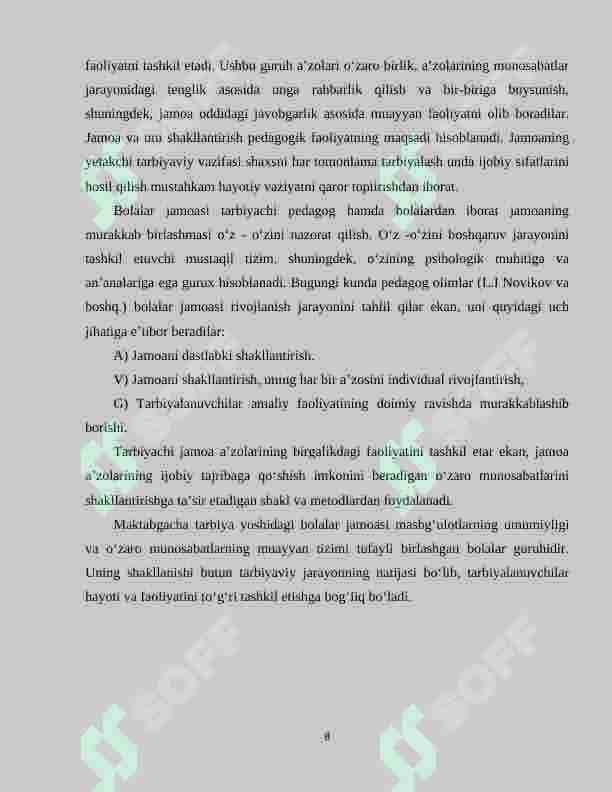 BOLALAR JAMOASINI SHAKILLANTIRISHGA YORDAM BERUVCHI SHART-SHAROITLAR. 8
