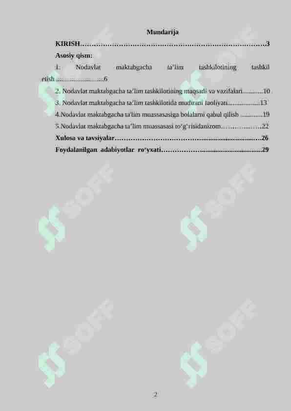 Nodavlat maktabgacha ta’lim tashkilotida mudiraning ish faoliyati 2