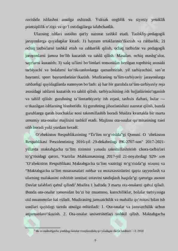 Nodavlat maktabgacha ta’lim tashkilotida mudiraning ish faoliyati 7