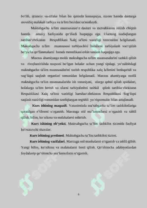 Oʻzbekiston mustaqillikka erishgandan keyingi davrdagi maktabgacha taʼlim. 6