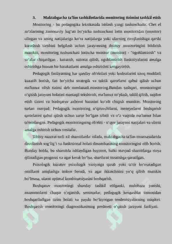 Maktabgacha ta’lim tashkilotlarida monitoring tizimini tashkil qilish. 8