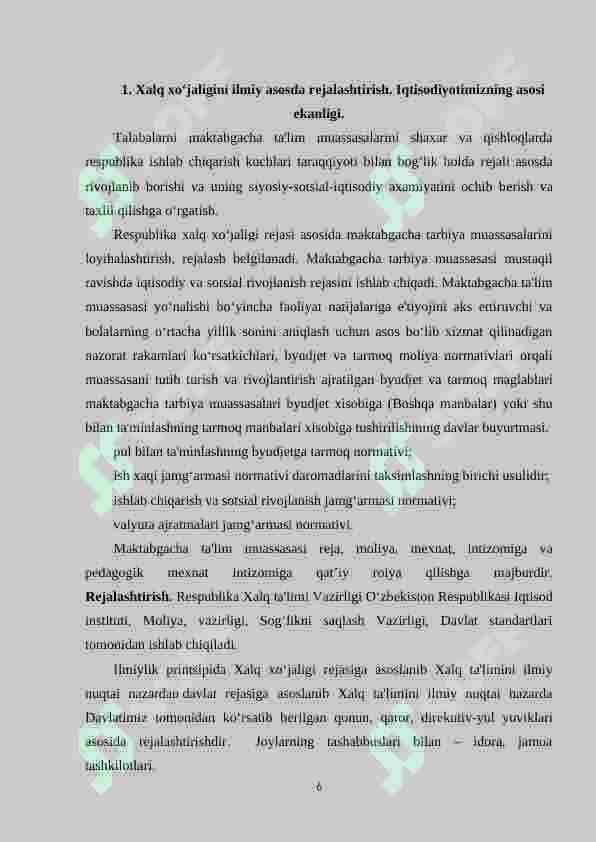MAKTABGACHA TA’LIMNI MOLIYAVIY TA’MINLASHDA MUDIRANING ROLI 6
