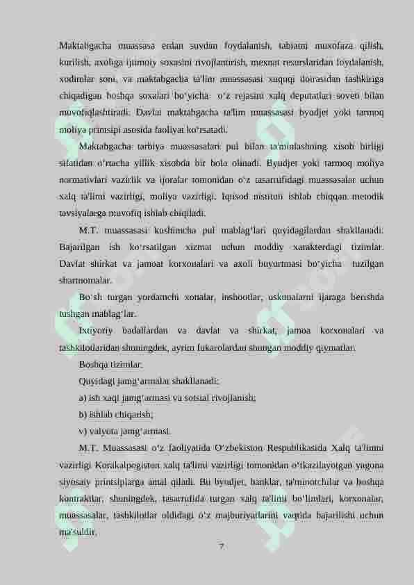 MAKTABGACHA TA’LIMNI MOLIYAVIY TA’MINLASHDA MUDIRANING ROLI 7
