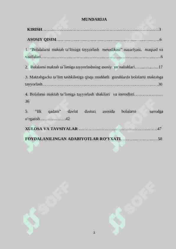 MAKTABGACHA YOSHDAGI BOLALARNI MAKTAB TA’LIMIGA TAYYORLASH NAZARYASI 2