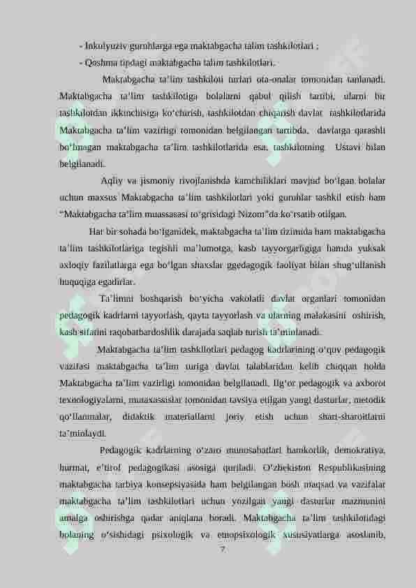 MAKTABGACHA YOSHDAGI BOLALARNI MAKTAB TA’LIMIGA TAYYORLASH NAZARYASI 7