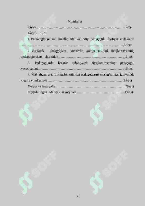 Bo‘lajak maktabgacha   ta’lim  pedagoglarini  kreativ qobiliyatlarini rivojlantirish  mazmuni 2