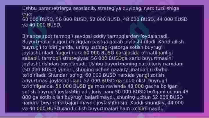 2-qism-Spot tarmoqli savdo strategiyasini qanday o'rnatish kerak. Treyding. 3
