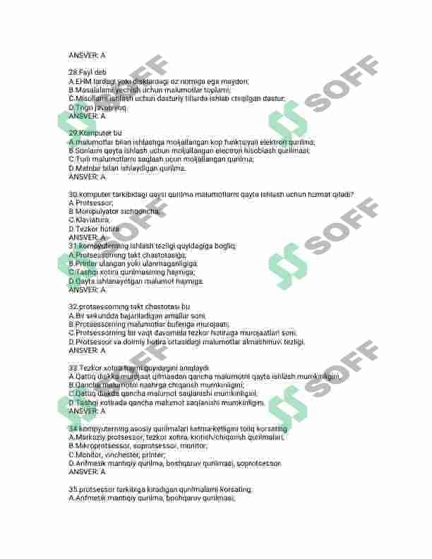 internet, dasturlash, tarmoq administratorligi test javoblari 5