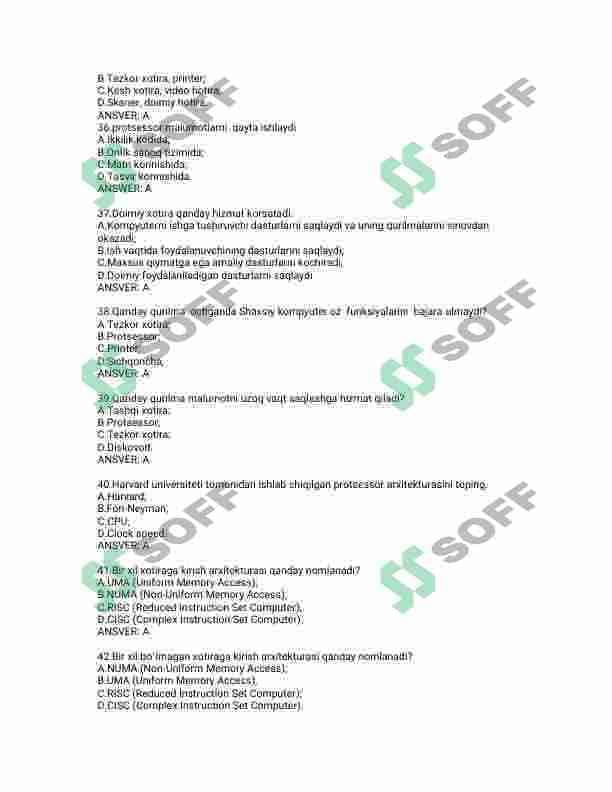 internet, dasturlash, tarmoq administratorligi test javoblari 6