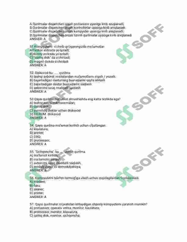 internet, dasturlash, tarmoq administratorligi test javoblari 8