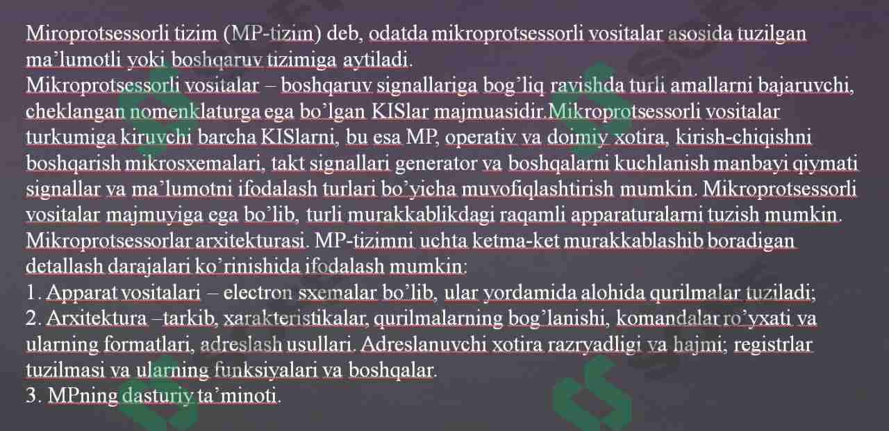 Mikroprotsessorli tizimlar 2