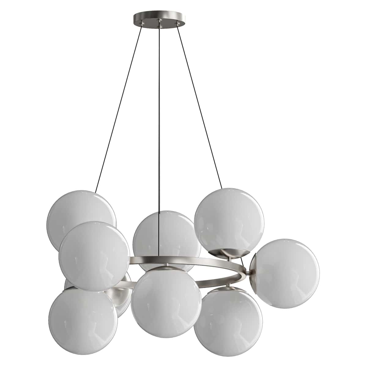 MyFar Aerton Nickel White Glass Molecule Chandelier 9 Light 2