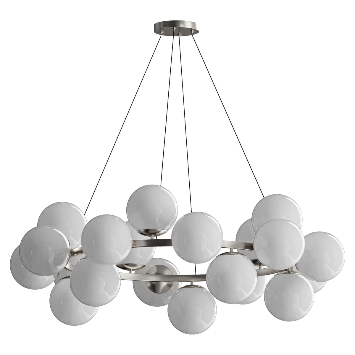 MyFar Aerton Nickel White Glass Molecule Chandelier 20 Light 2