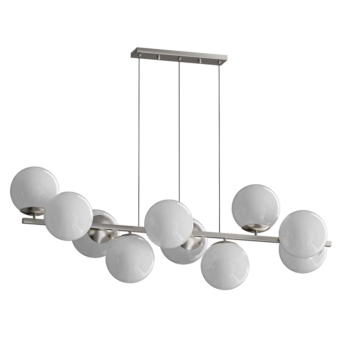 MyFar Aerton Nickel White Glass Molecule Chandelier 10 Light 2