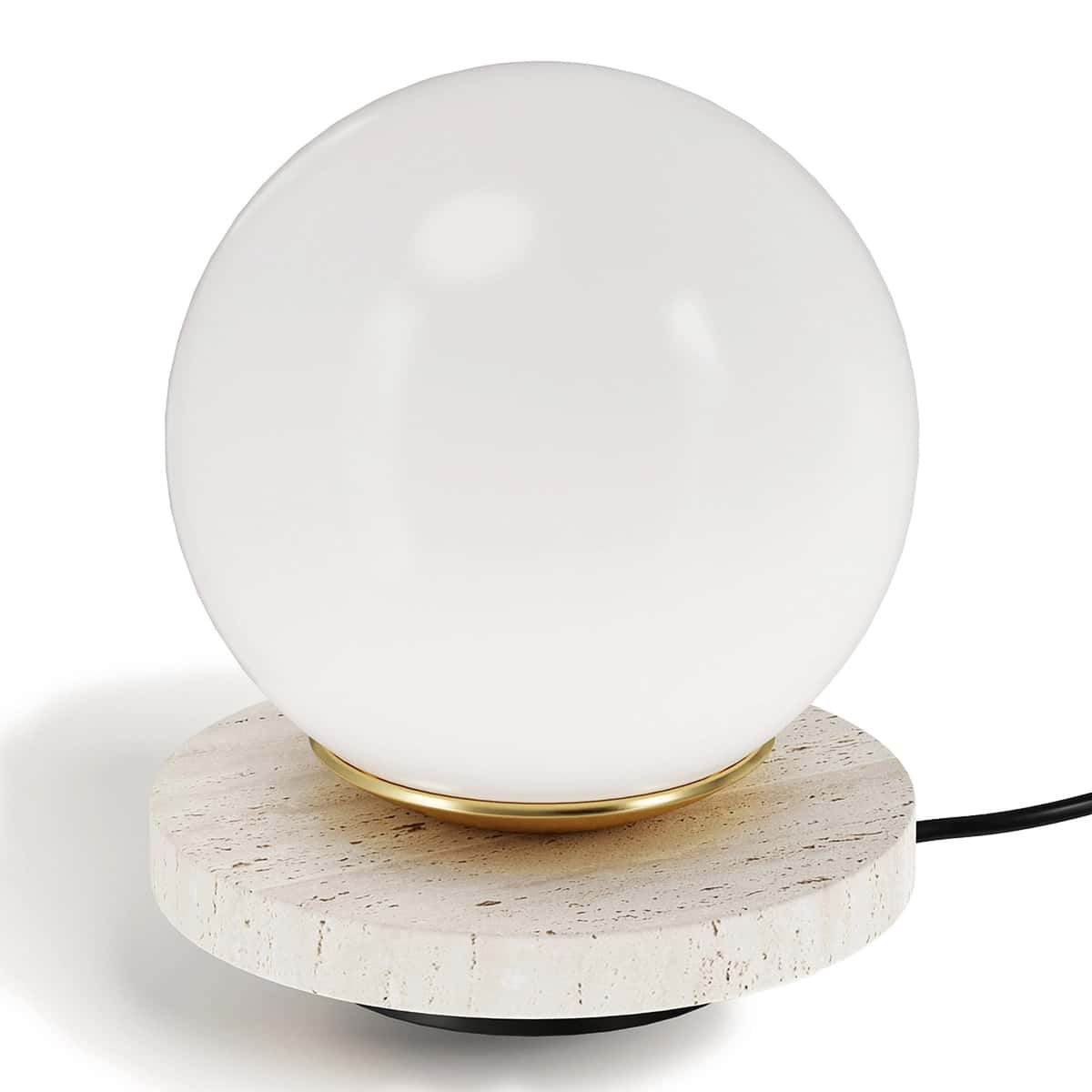 Malachi Table lamp in frosted glass and travertine 2