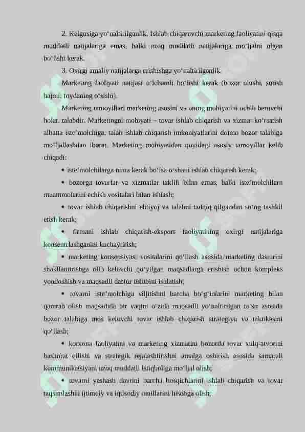 MARKETINGNING FUNKSIYALARI, VAZIFALARI VA TAMOYILLARI 2