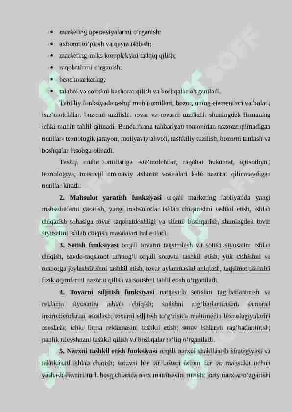 MARKETINGNING FUNKSIYALARI, VAZIFALARI VA TAMOYILLARI 4