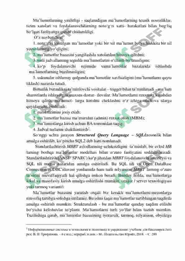 MA’LUMOTLAR BAZALARI VA KATTA HAJMDAGI MA’LUMOTLAR  BILAN ISHLASH TEXNOLOGIYALARI 3