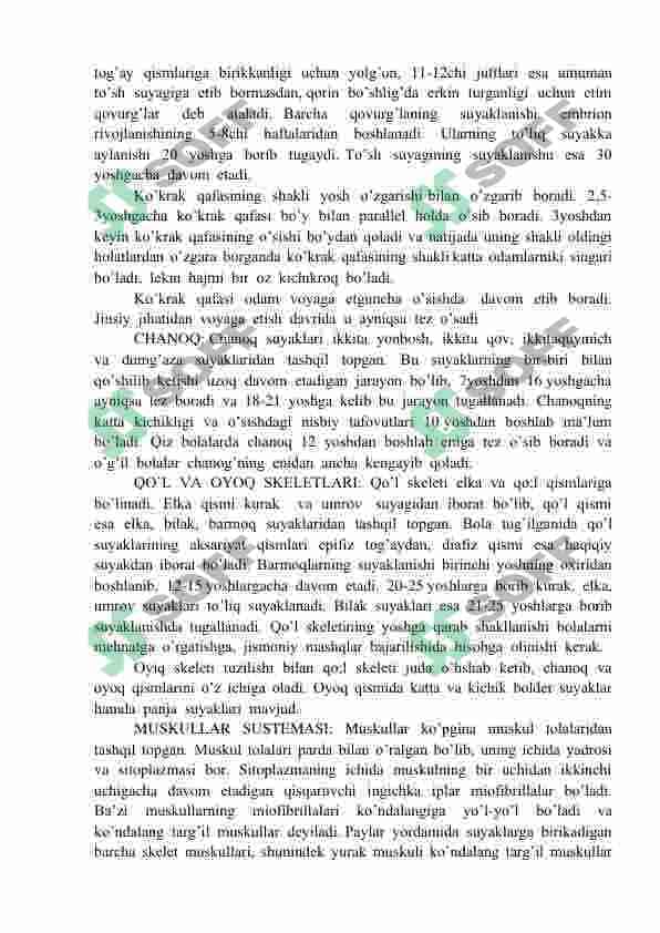 Harakat va koordinatsiyaning ahamiyati. Skeletning umumiy tuzilishi. 4
