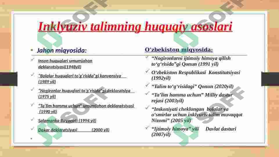 Inklyuziv ta’limning huquqiy-me’yoriy asoslari 8