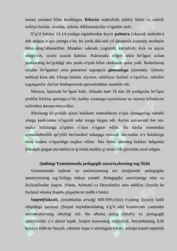 ANTIK DAVRLARDAN VII ASRGACHA TARBIYA VA PEDAGOGIK FIKRLAR. 4