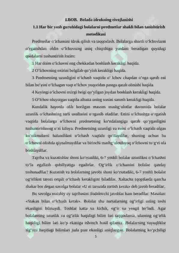 Turli maktabgacha yoshdagi bolalarning vaqtni idrok qilishi. Mashg‘ulotlarni tashkil etish 5
