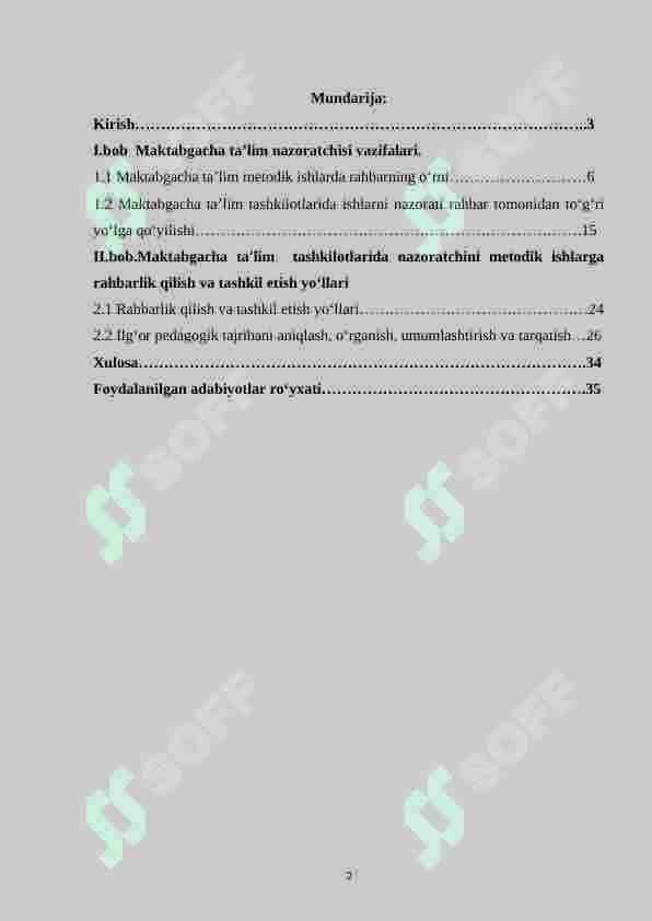 Maktabgacha ta’limda nazoratchi tomonidan metodik ishlarga rahbarlik qilish 2