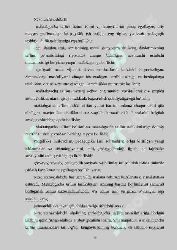 Maktabgacha ta’limda nazoratchi tomonidan metodik ishlarga rahbarlik qilish 4
