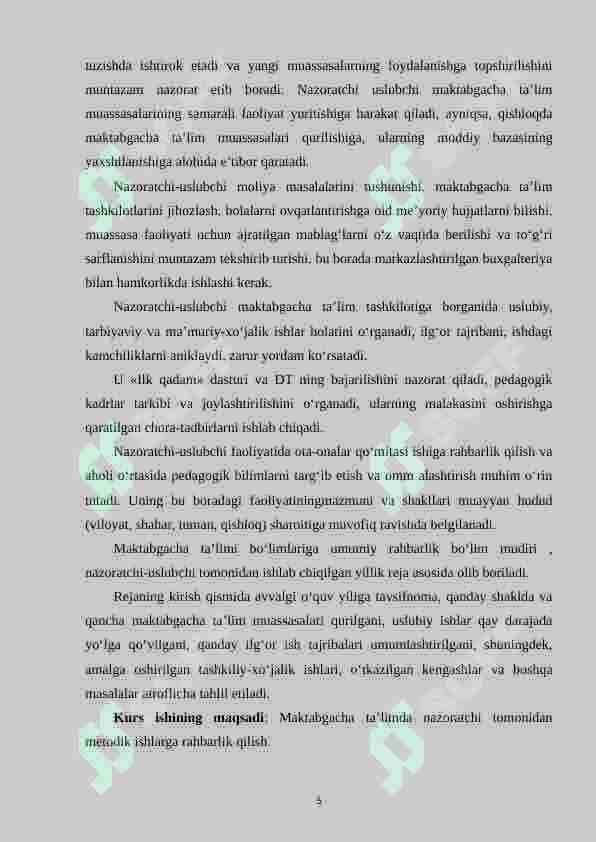 Maktabgacha ta’limda nazoratchi tomonidan metodik ishlarga rahbarlik qilish 5