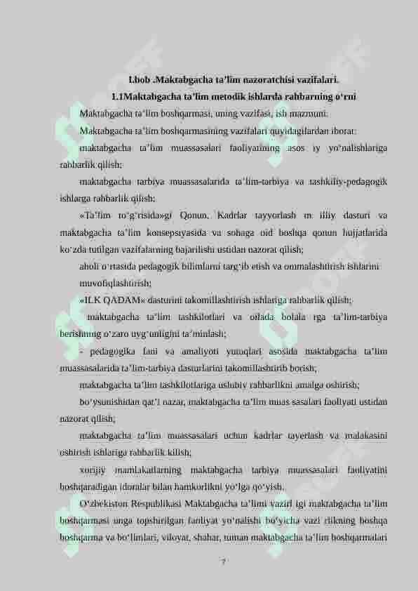 Maktabgacha ta’limda nazoratchi tomonidan metodik ishlarga rahbarlik qilish 7