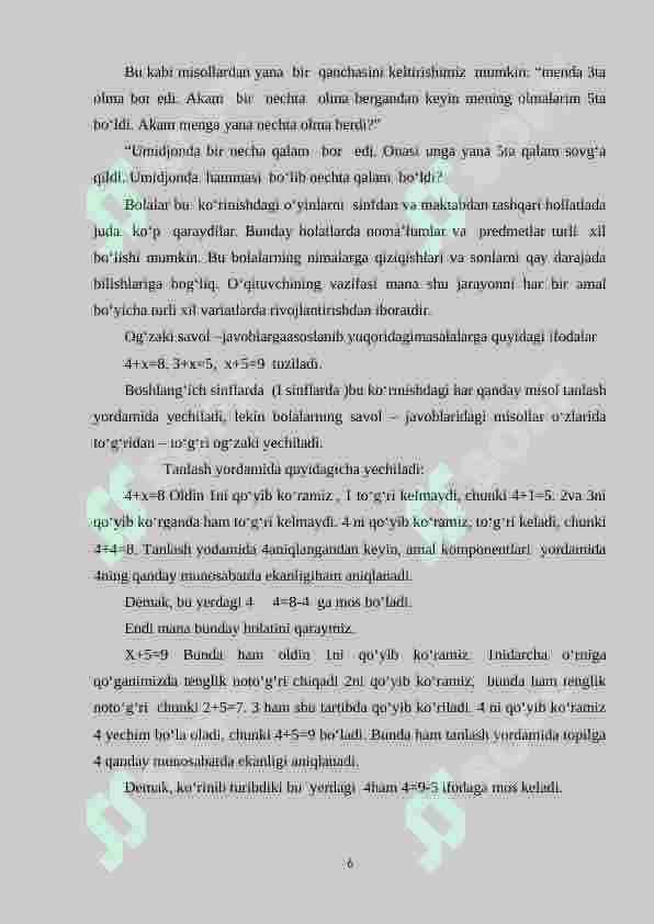 Tenglama tuzib yechiladigan masalalarni yechishga o‘rgatish metodikasi 6
