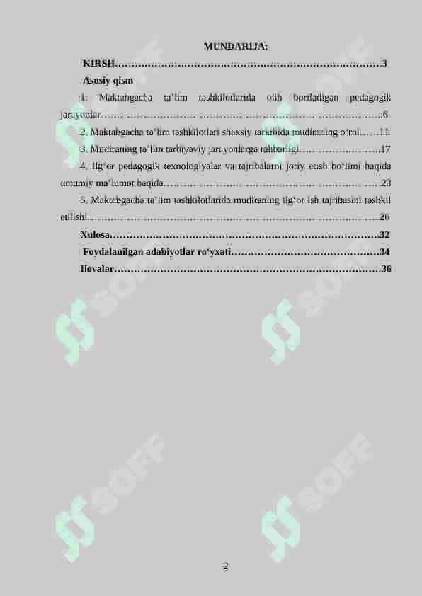 Maktabgacha ta’lim tashkilotlari mudirasi tomonidan ilg‘or ish tajribalarini o‘rganishni tashkil etish 2