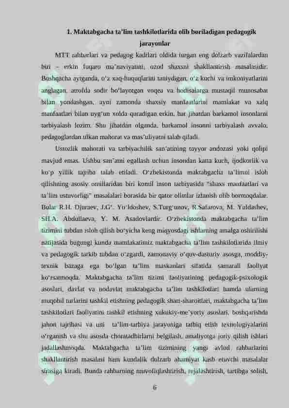 Maktabgacha ta’lim tashkilotlari mudirasi tomonidan ilg‘or ish tajribalarini o‘rganishni tashkil etish 6