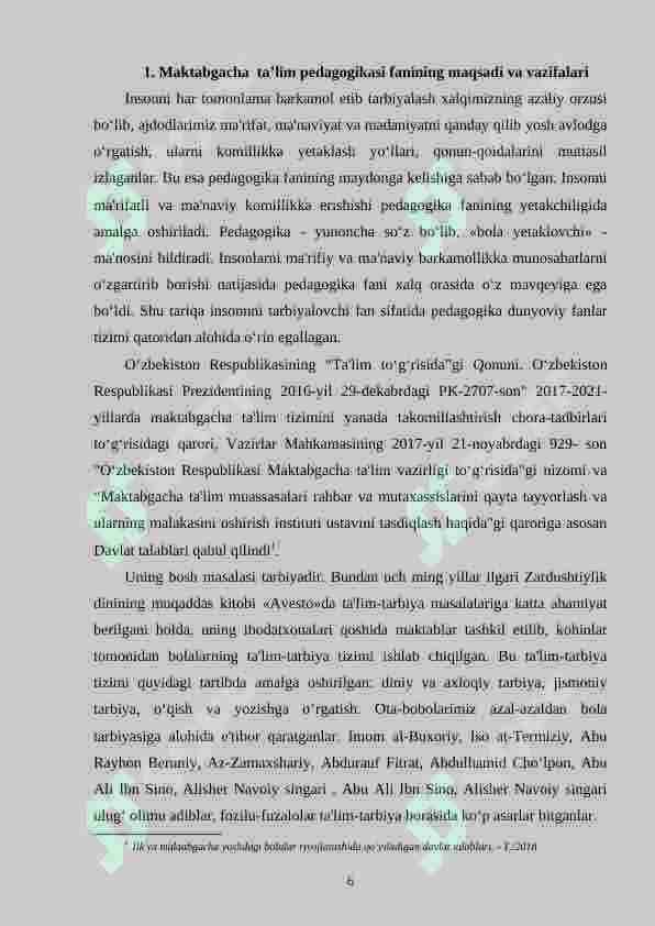 Maktabgacha ta’limga doir farmon, qaror va farmoishlarni sohaga keng tatbiq etish usullari 6
