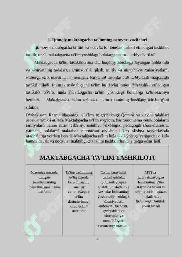 O‘zbekistonda ijtimoiy  maktabgacha ta’limning  vujudga kelishi  va  taraqqiyot bosqichlari 6