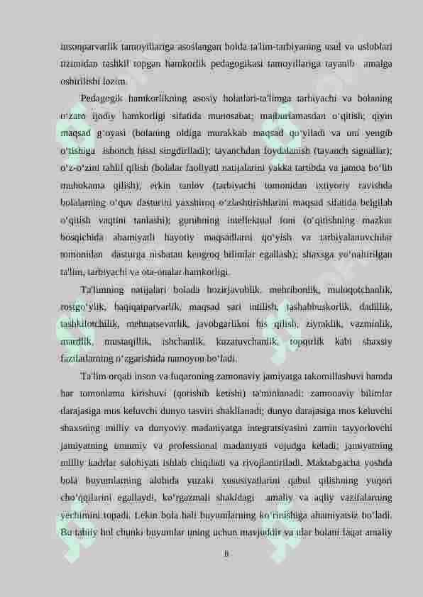 Maktabgacha ta’lim tashkilotining yillik ish rejasining mazmun-mohiyati, maqsad va vazifalari. 8