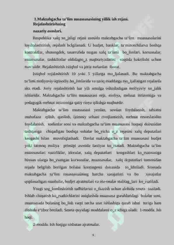 MAKTABGACHA TA’LIM TASHKILOTINING YILLIK ISH REJASINING MAZMUN-MOHIYATI, MAQSAD VA VAZIFALARI 5
