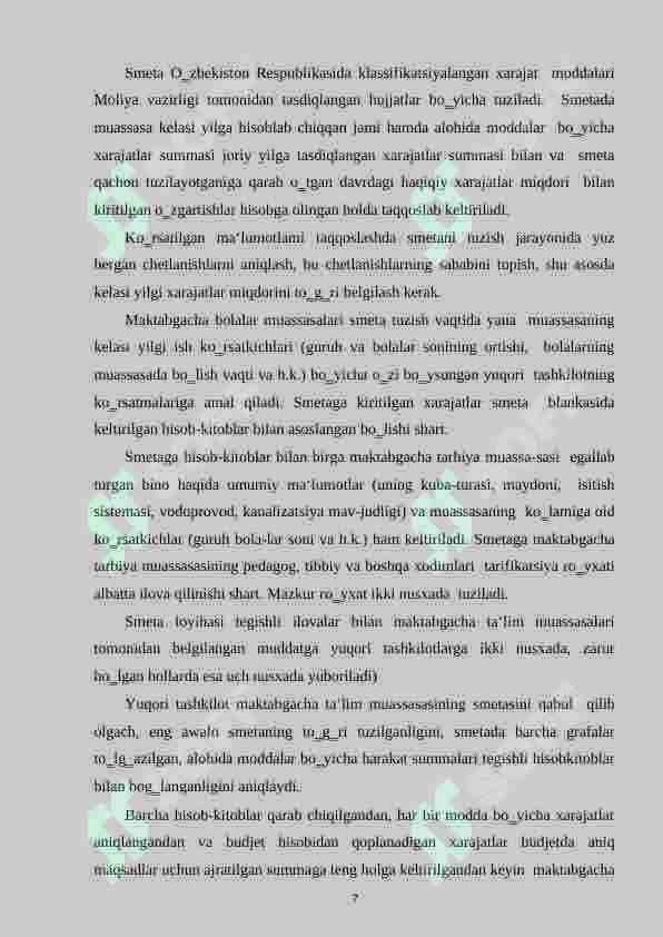 MAKTABGACHA TA’LIM TASHKILOTINING YILLIK ISH REJASINING MAZMUN-MOHIYATI, MAQSAD VA VAZIFALARI 7