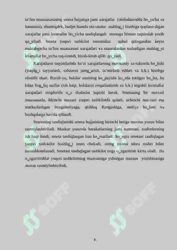 MAKTABGACHA TA’LIM TASHKILOTINING YILLIK ISH REJASINING MAZMUN-MOHIYATI, MAQSAD VA VAZIFALARI 8