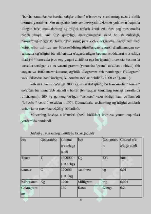 Boshlang‘ich sinf o‘quvchilariga massa o‘lchov birliklarini o‘rgatish metodikasi 8