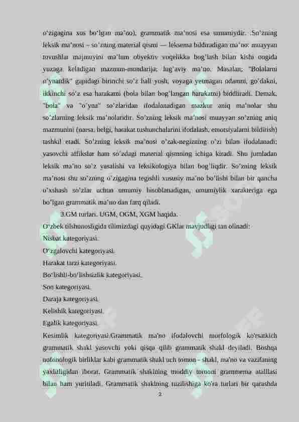 So‘zning shakl va grammatik ma’nosi haqida 2