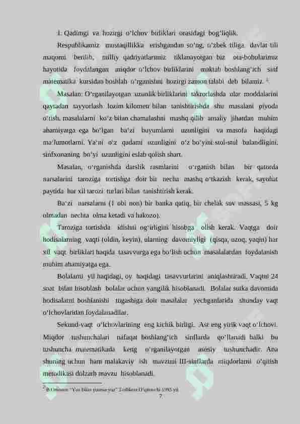 Boshlangʻich sinflarda asosiy miqdorlarni oʻrgatish metodikasi. 7