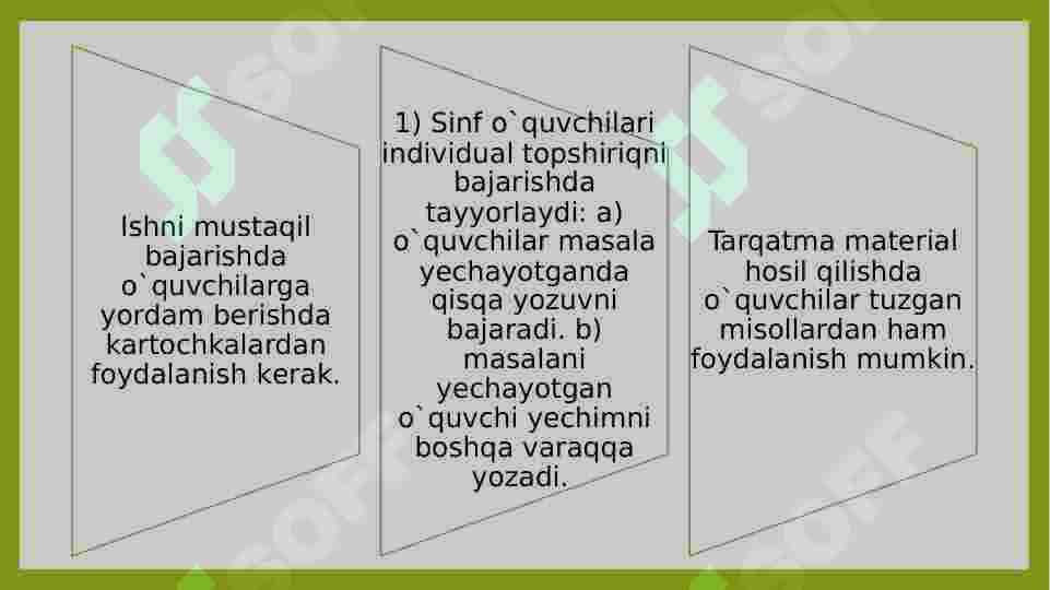 Oz komplеktli maktabda matеmatika darslarida mustaqil ishlarni tashkil etish xususiyatlari 3