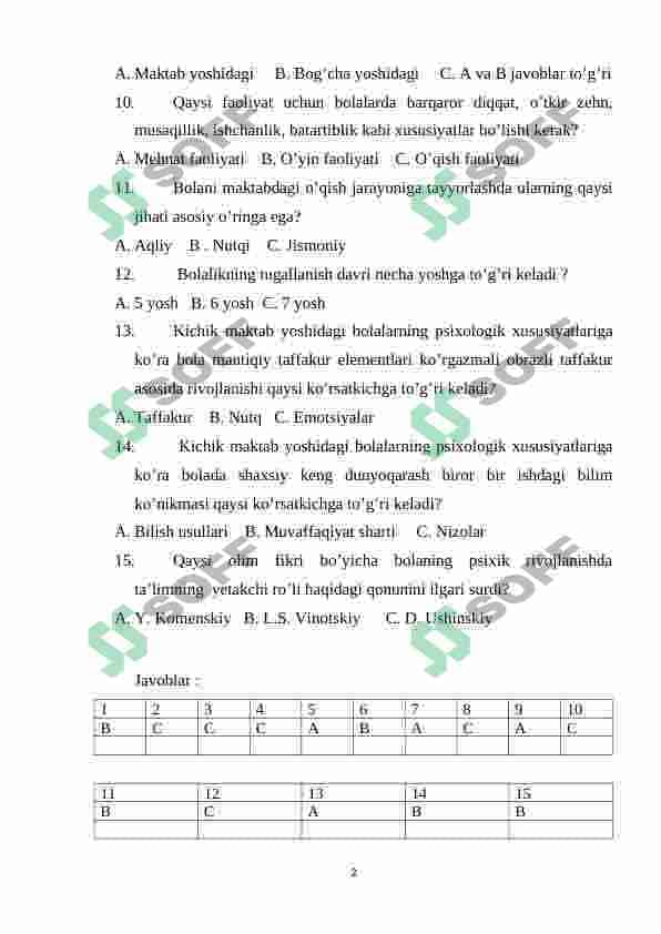 Bolani maktab ta’limiga psixologik tayyorlash 2