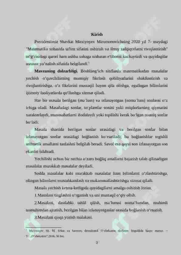 Boshlang'ich sinf o'quvchilariga jadvallar yordamida berilgan topshiriqlarni yechishga o'rgatish metodikasi (4-sinf misolida) 3